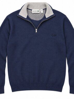 Lacoste Navy Quarter-Zip Pullover Men's 3XL